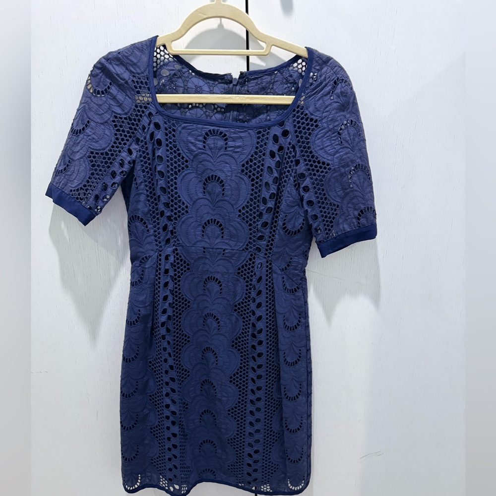 Navy Lace Sheath Dress - Women's